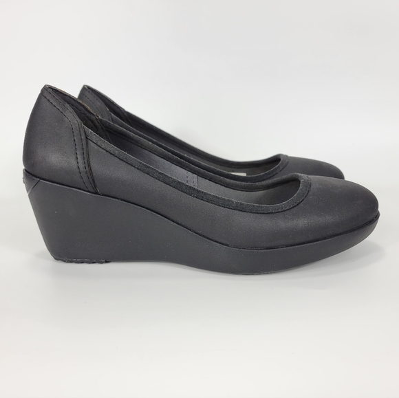Crocs Marin Colorlite 3 Inch Wedge High Heels Womens Size 10 Black 200873 - Picture 1 of 10